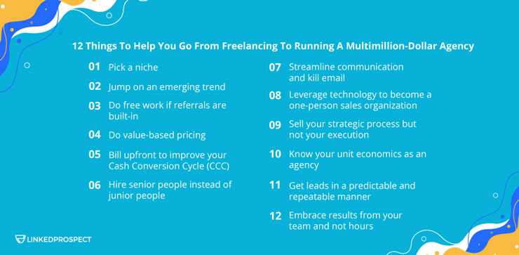 12 Things To Help You Go From Freelancing to Running A Multimillion-Dollar Agency