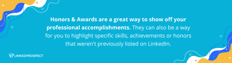LinkedIn Honors and Awards Section